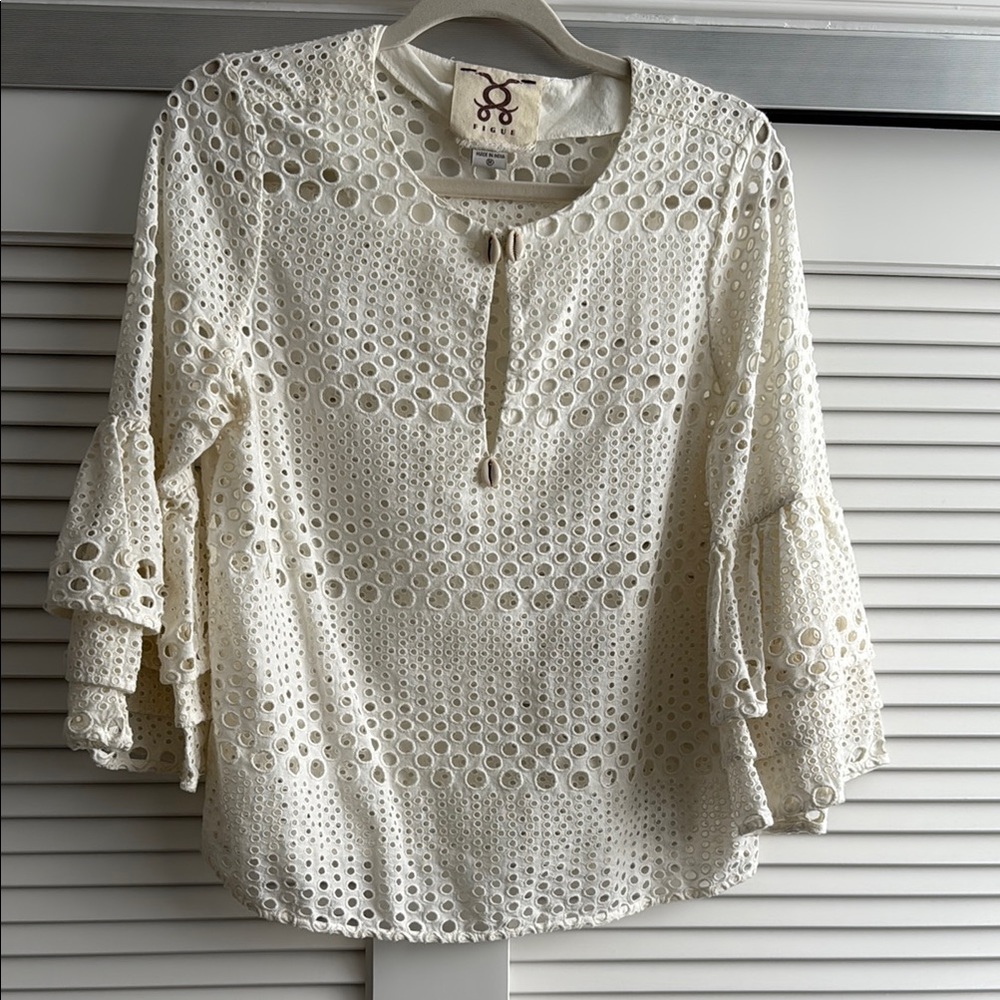 Figue Elegant White Eyelet Lace Top